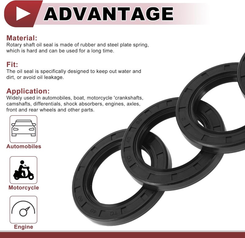 HEROFFIX 5 Pcs Rotary Shaft Seal High Pressure Oil Seal 40x60x7mm Black Nitrile 70 Durometer Rubber - Image 4